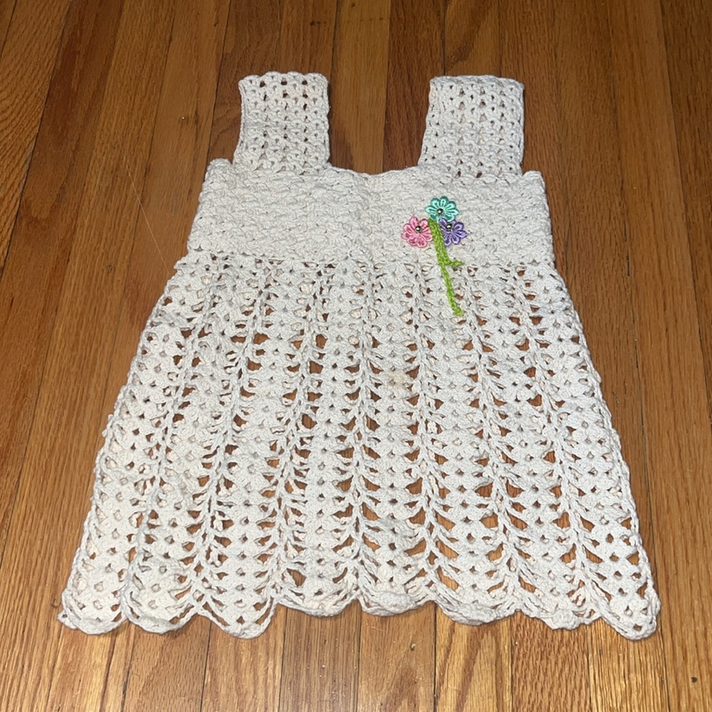 Handmade crocheted dress/ivory colour